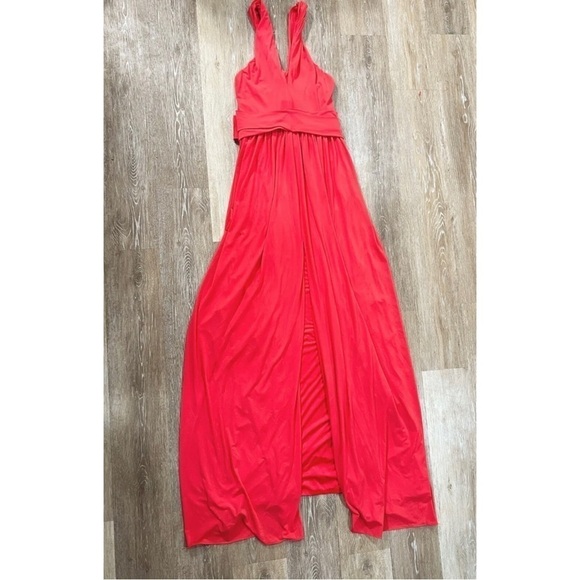 Halston Heritage Sz 2 Long Criss Cross Knot Halter Red Gown Formal Dress NWT NEW - Picture 4 of 14